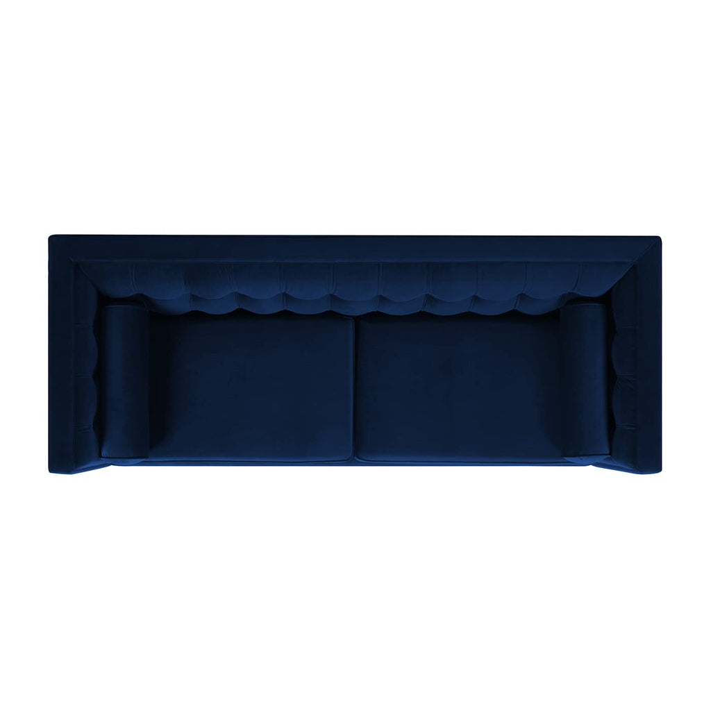 Navy Blue Velvet Tufted Sofa O48342