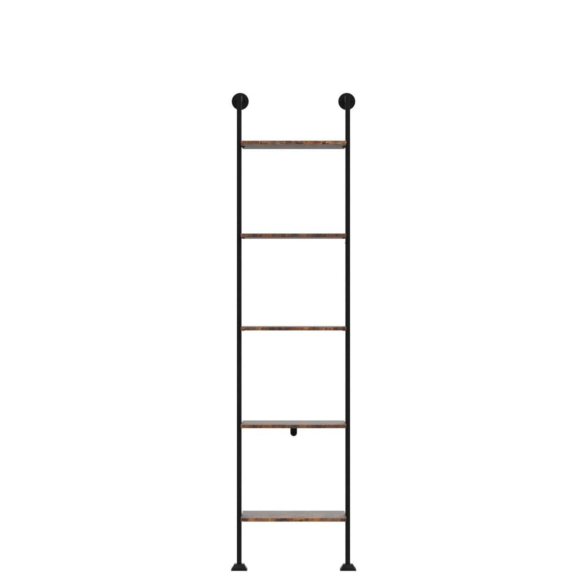 5-Tier Ladder Shelf Black Metal Frame Rustic Brown S91817