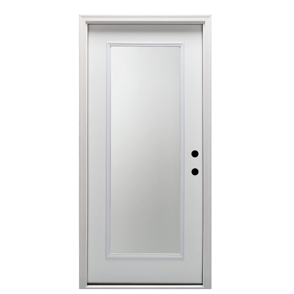 Fiberglass Smooth Primed Left Hand In-Swing Prehung Front Door Full Lite Clear Glass 32" x 80" I8013