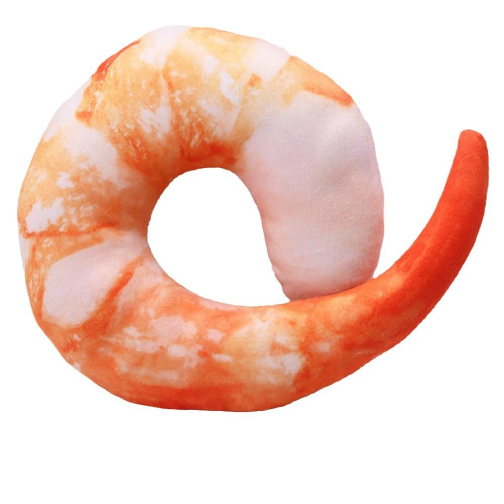 Shrimp Shape Squeaky Plush Dog Toy T9089