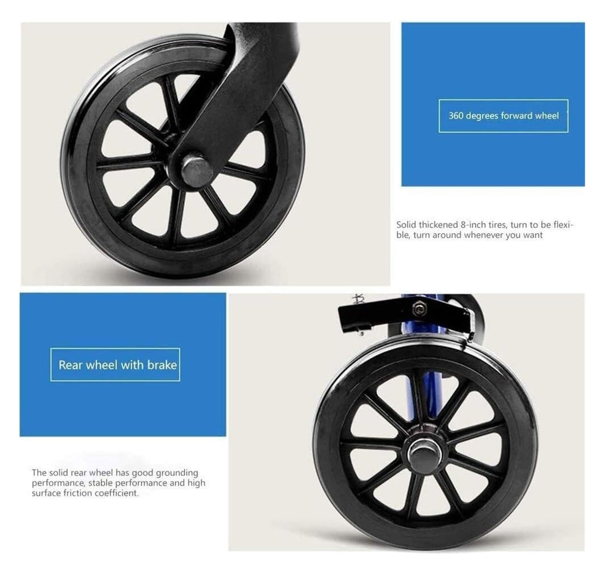 Folding Aluminum Rollator Walker with Seat H944226