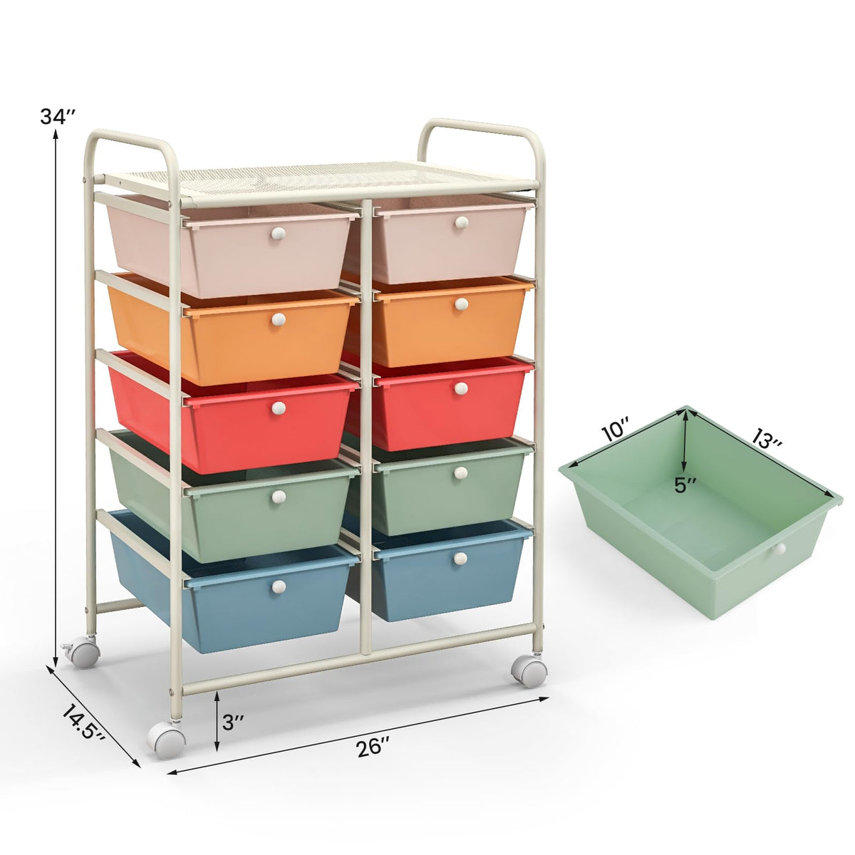 10 Drawers Rolling Storage Cart E65796