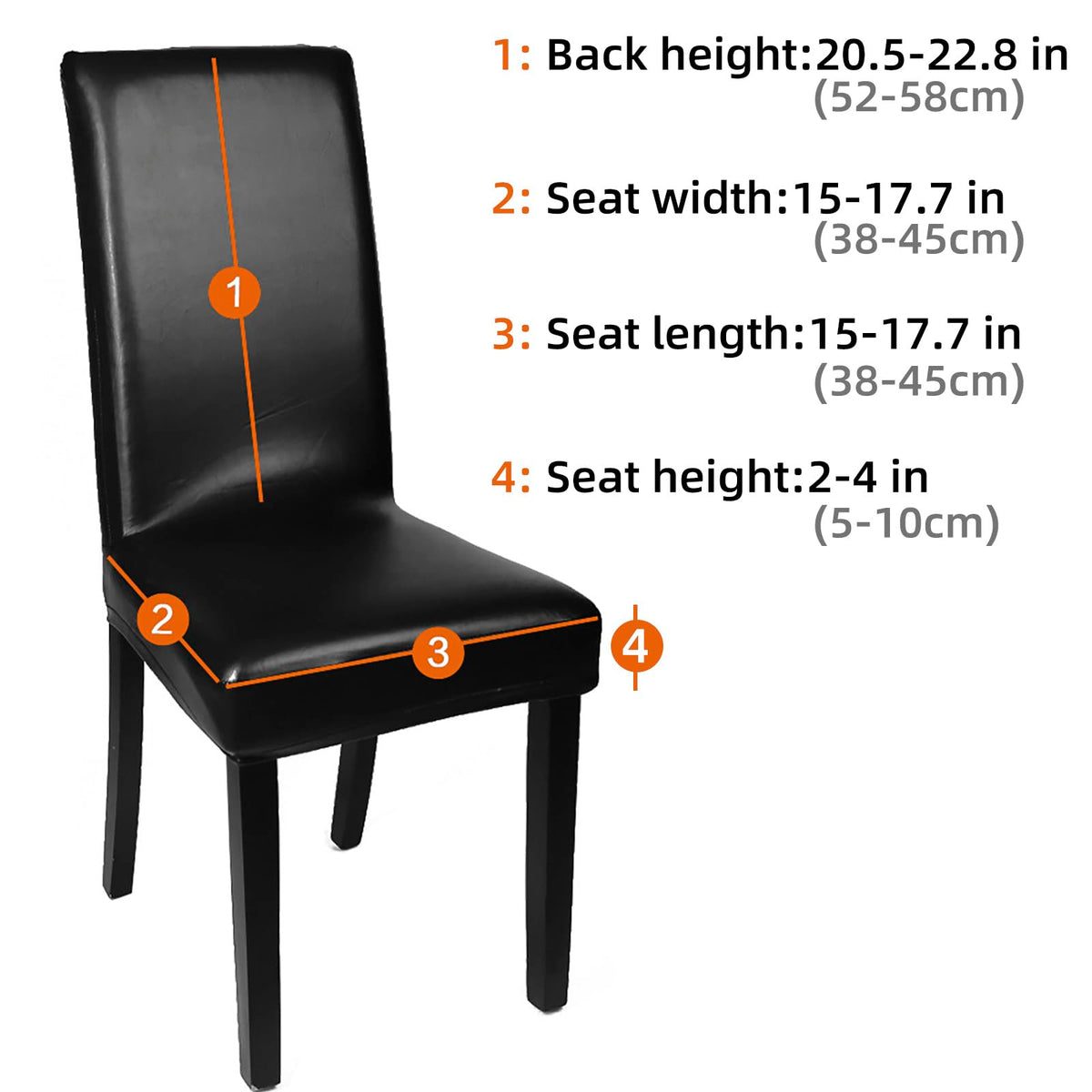 Black Pu Leather Chair Covers Set of 4 M140