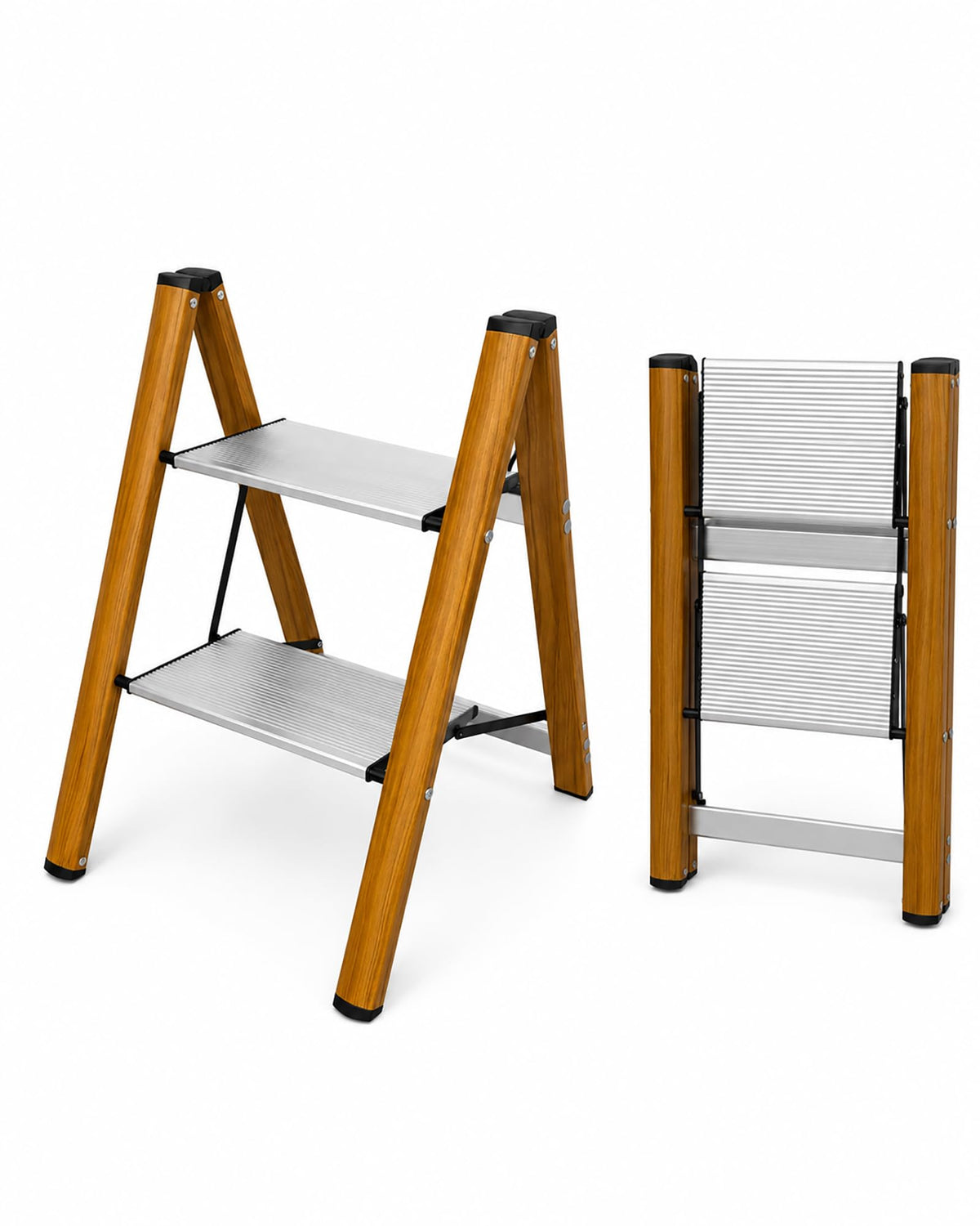 2 Step Lightweight Aluminum Folding Step Stool L593875