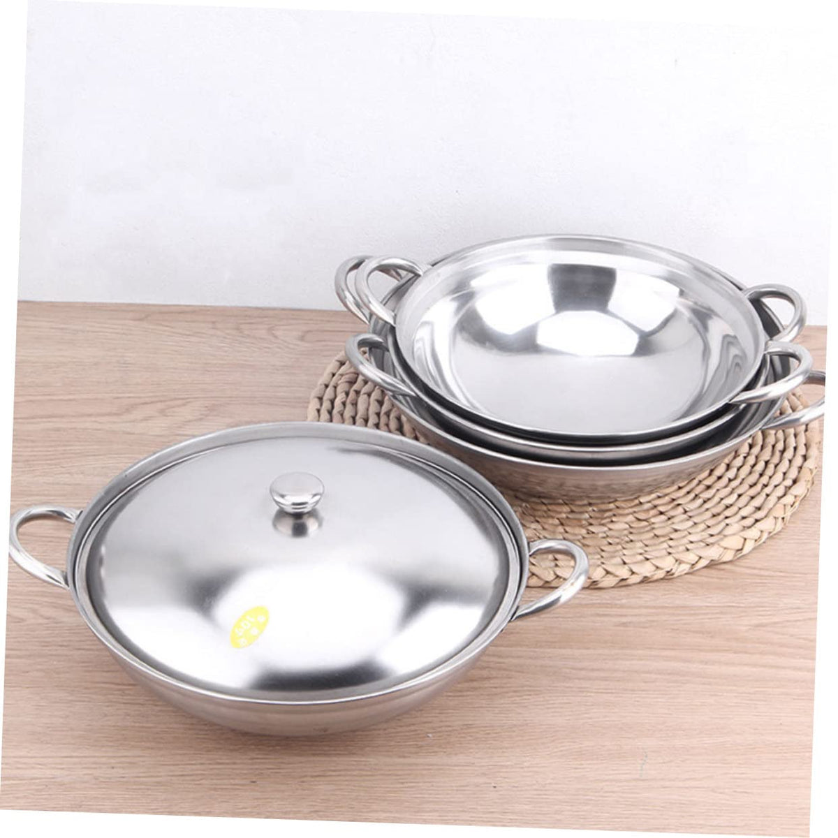 Stainless Steel Double Handle Cooking Pot with Lid E976