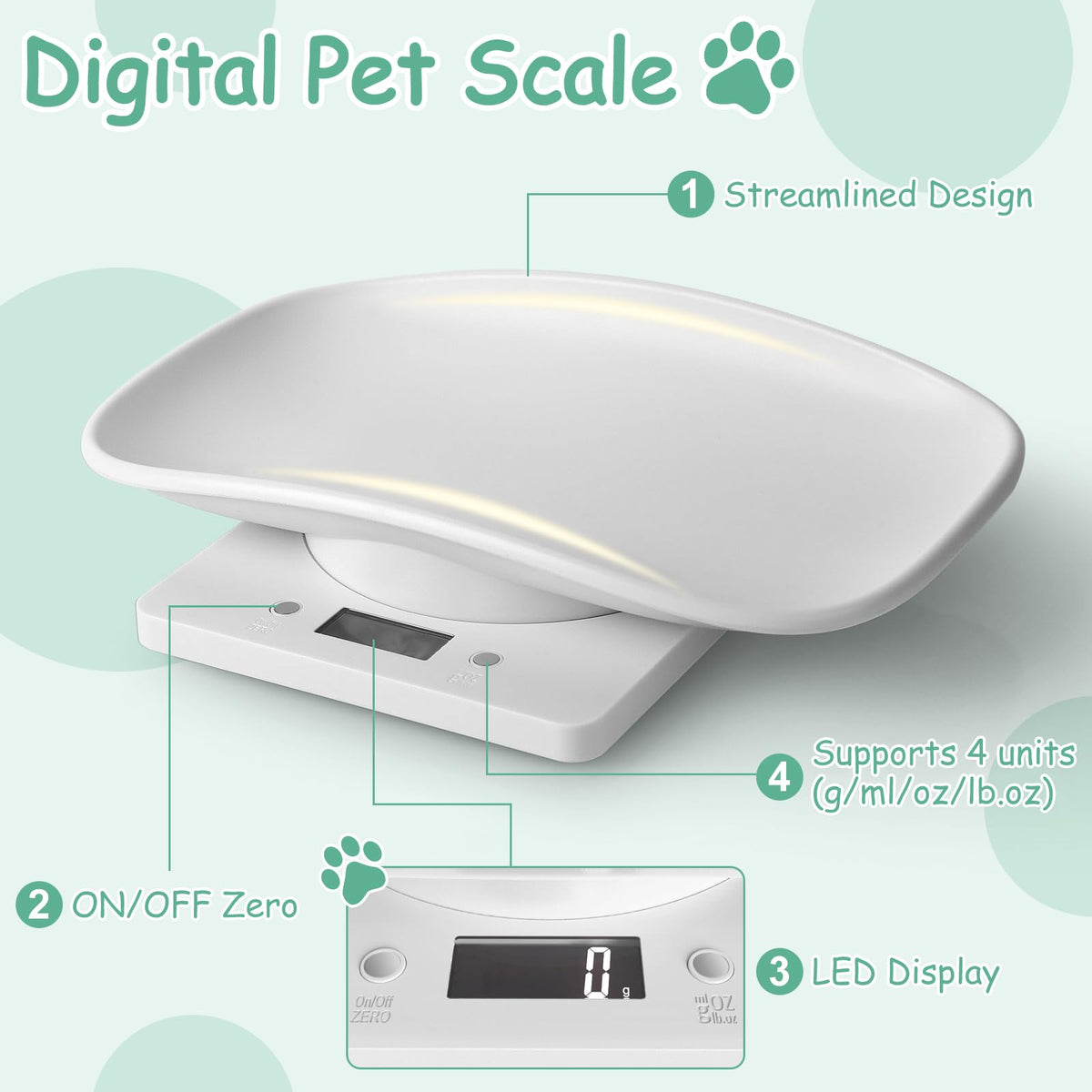 Digital Pet Scale, Max 33lb, 11.4 inch V65044