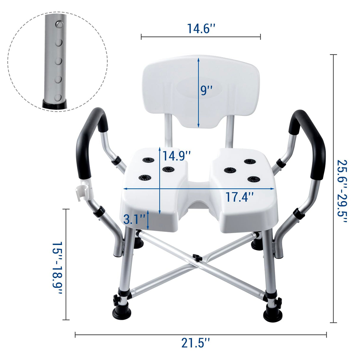 Heavy Duty Shower Chair with Back and Padded Armrests U459431