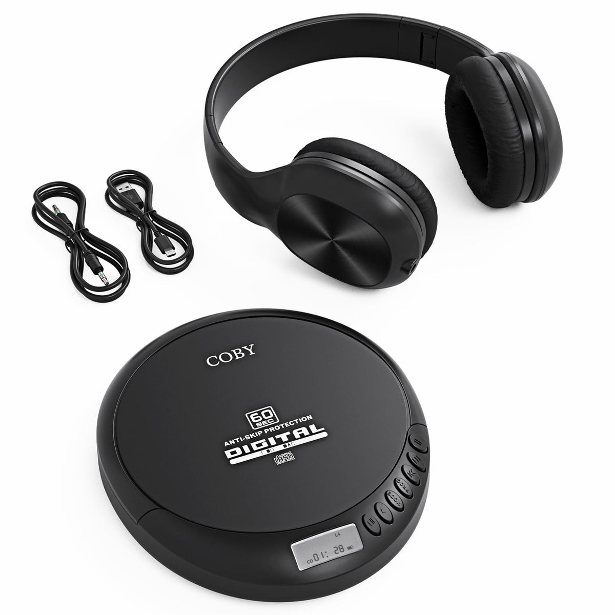 Portable CD Player with Headphones, FM Radio, Black F262331
