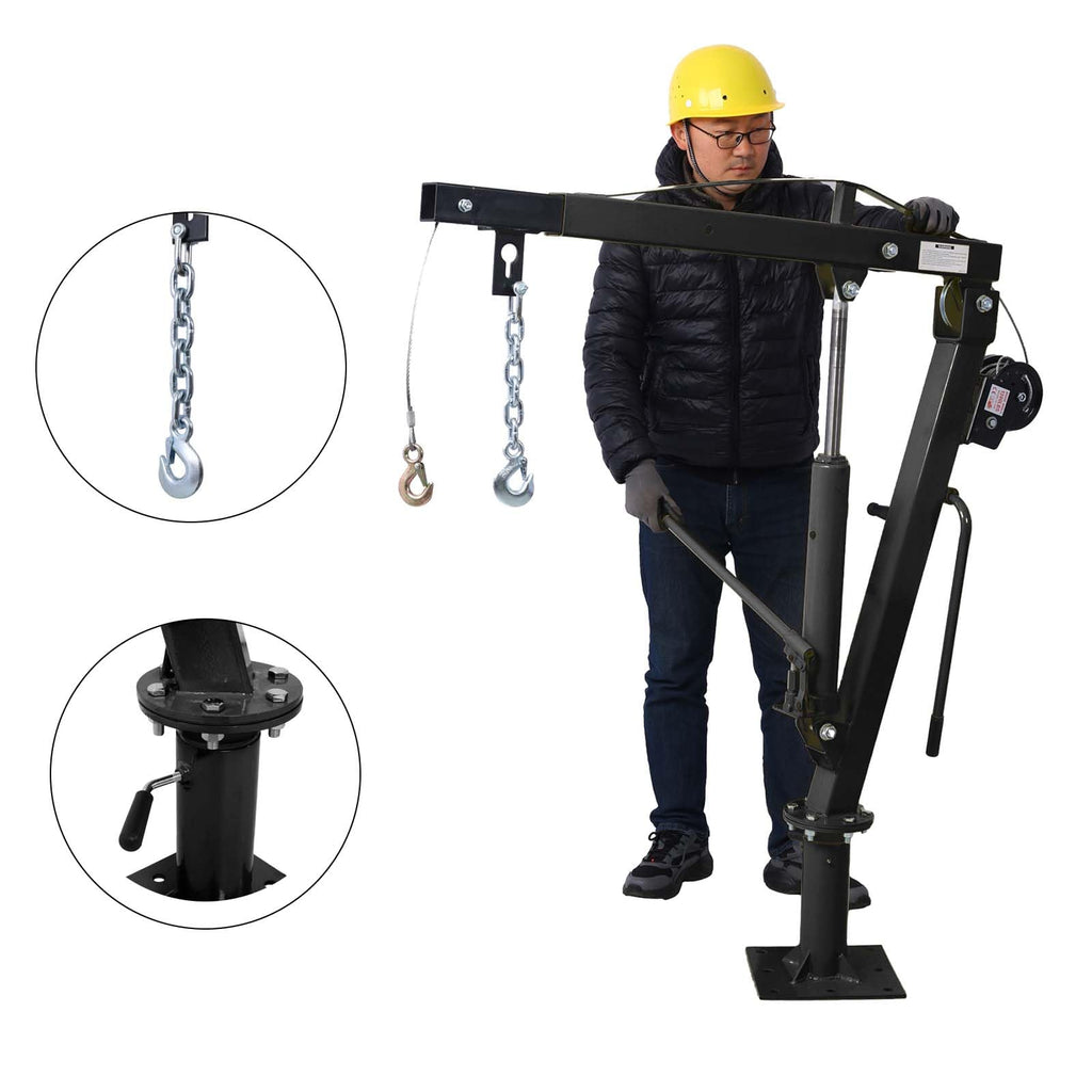 2000 lb Pickup Truck Davit Crane with Hand Winch P909