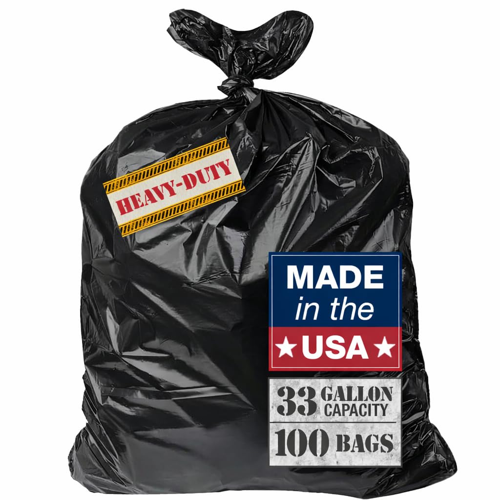 32-33 Gallon 2.5 Mil Black Heavy Duty Trash Bags 100 Count U624