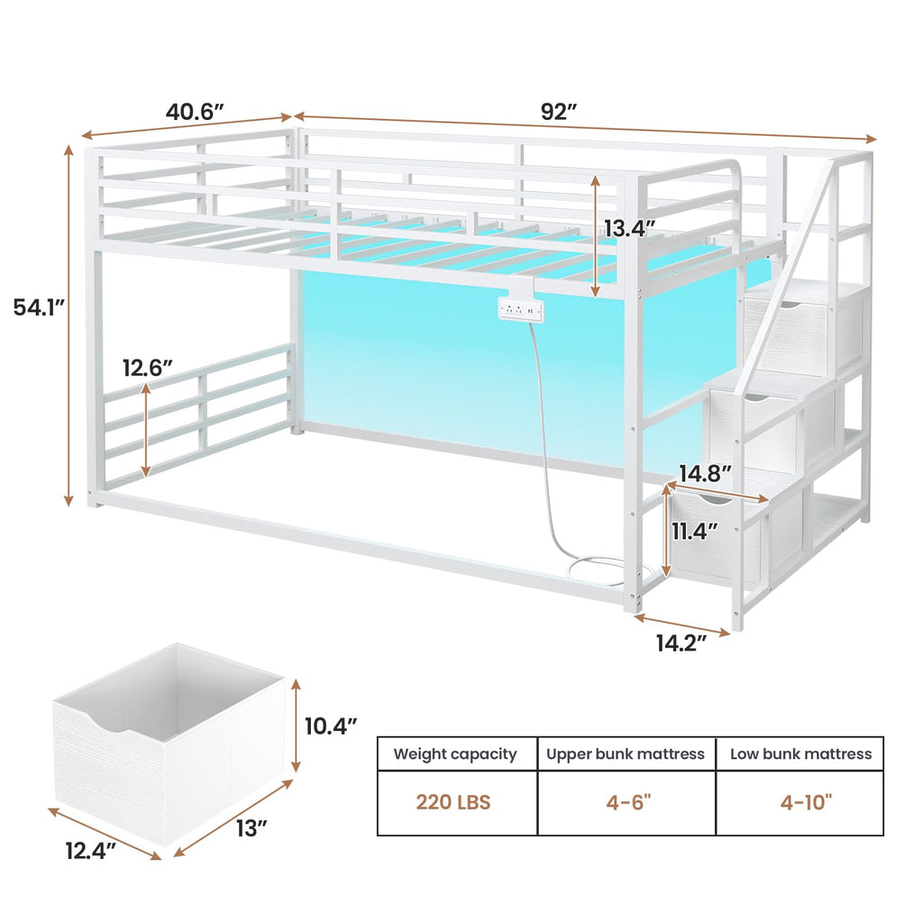 Low Bunk Bed Twin Over Twin with Storage Stairs N398738