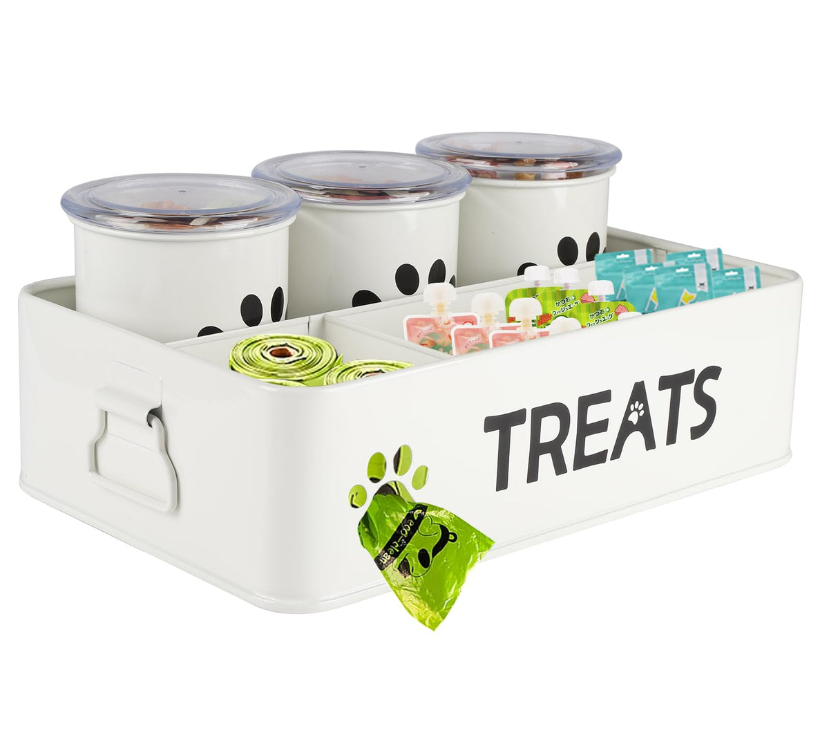 28oz Metal Dog Treat Container Set of 3 White K397