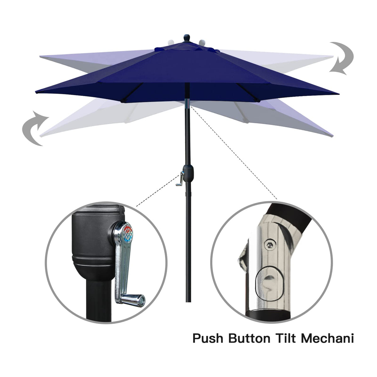 7.5' Tilt Crank Navy Blue Patio Umbrella A224368