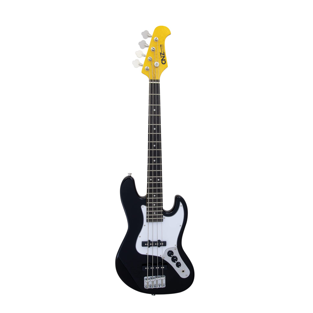 Black Mini Electric Bass Guitar with Maple Neck, Rosewood Fingerboard & White Pickguard J460