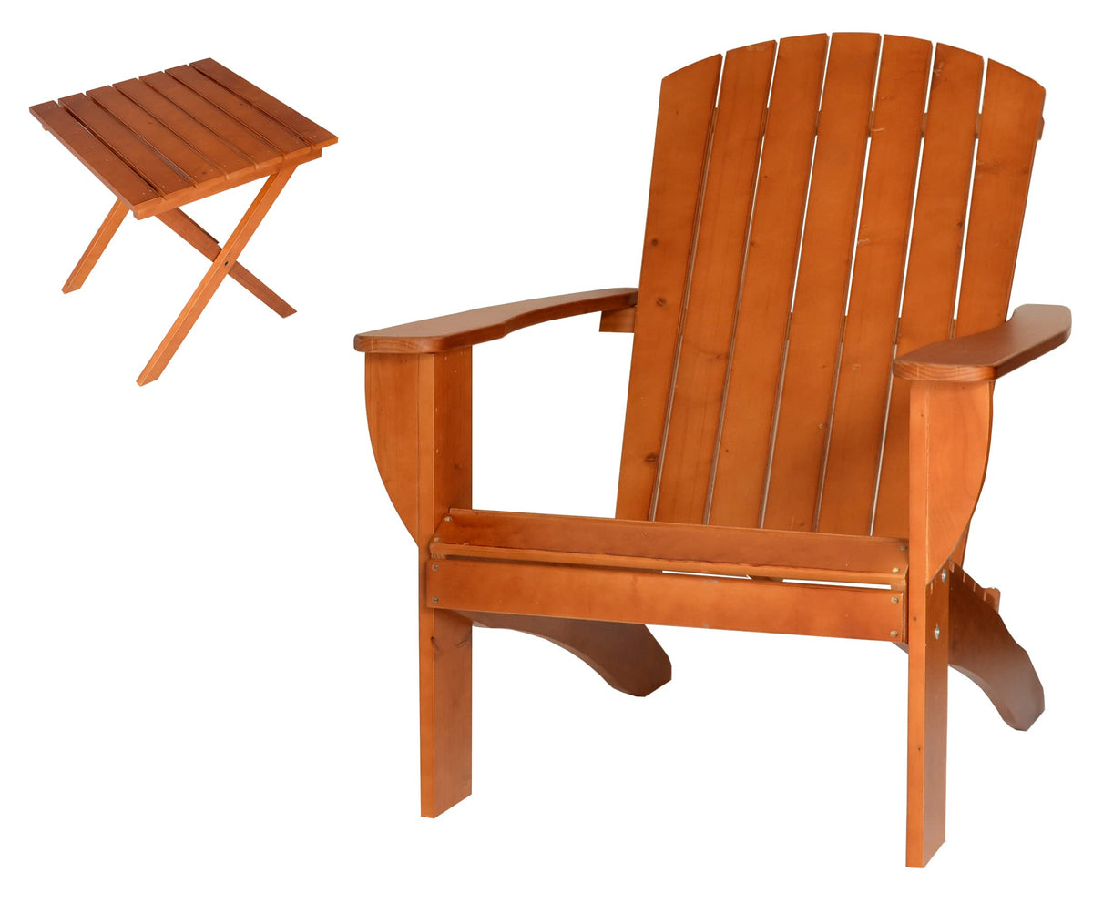 Solid Cedar Adirondack Extra Wide Chair with Folding Table B91422