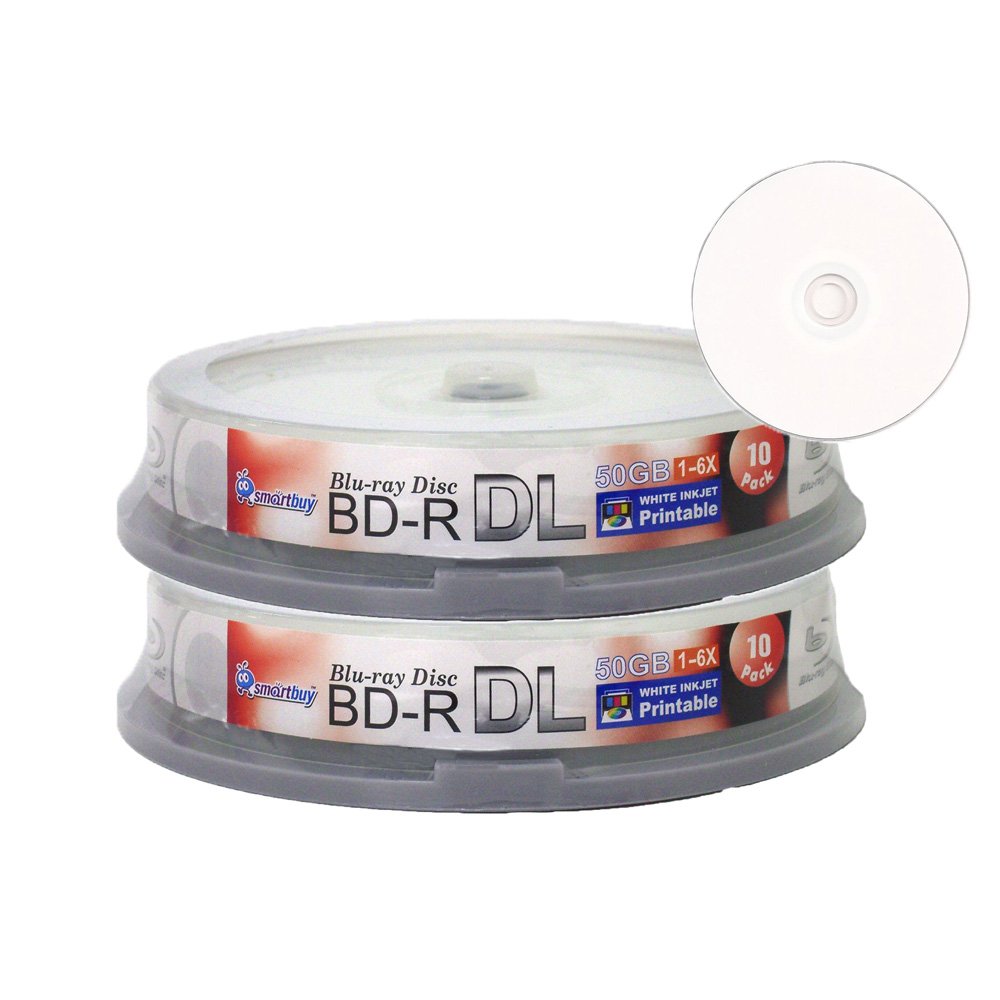 20-disc 50gb 6X Bd-r Dl White Inkjet Hub Printable Blank Disc A825