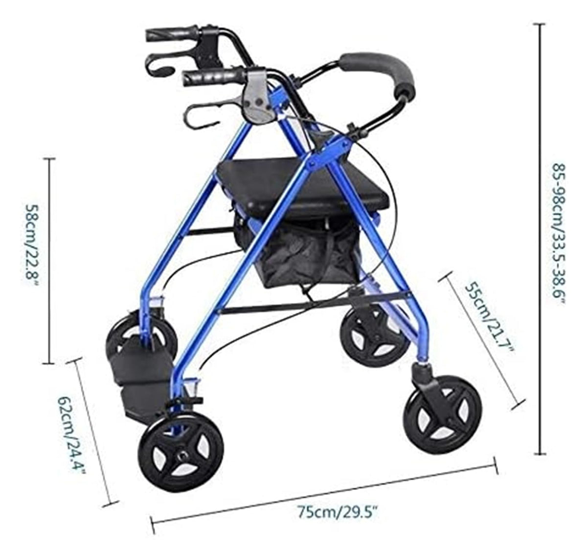 Folding Aluminum Rollator Walker with Seat H944226