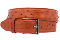 Mens Cognac Ostrich Quill Print Leather Western Cowboy Belt Q658294