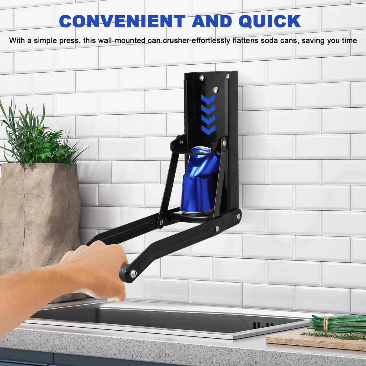 Heavy Duty Wall Mounted Soda Can Crusher with Bottle Opener D3871