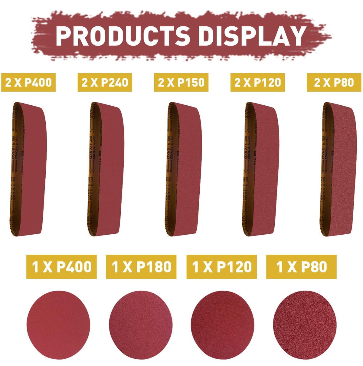 4 x 36 Inch Aluminum Oxide Sanding Belts and 6 Inch Sanding Discs Pack of 14 W266