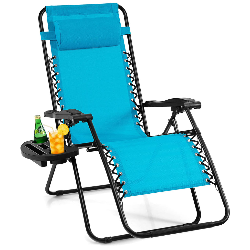 2 PCS Blue Zero Gravity Chair with Cup Holder A1638