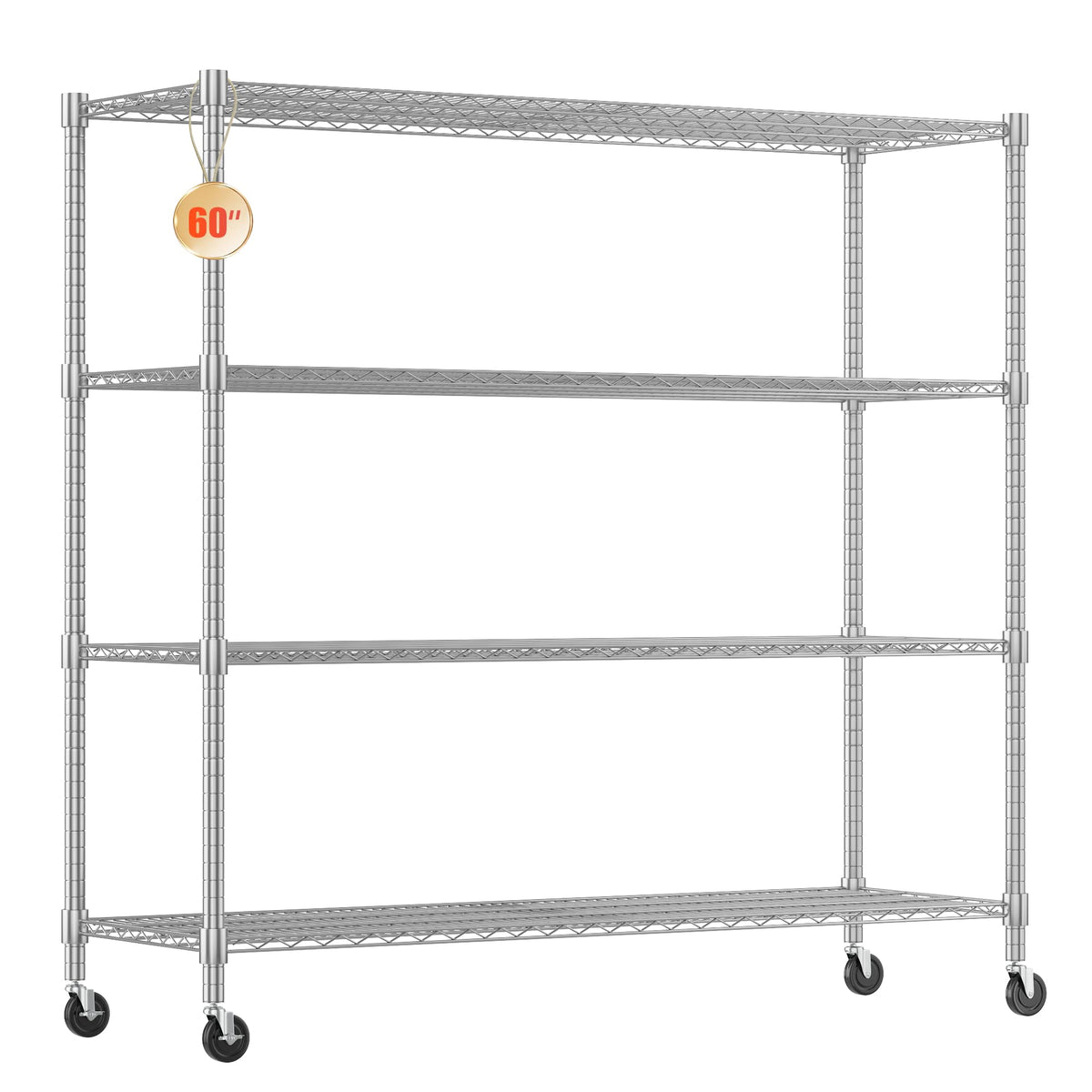 4-Tier Heavy Duty Metal Shelves with Wheels S785