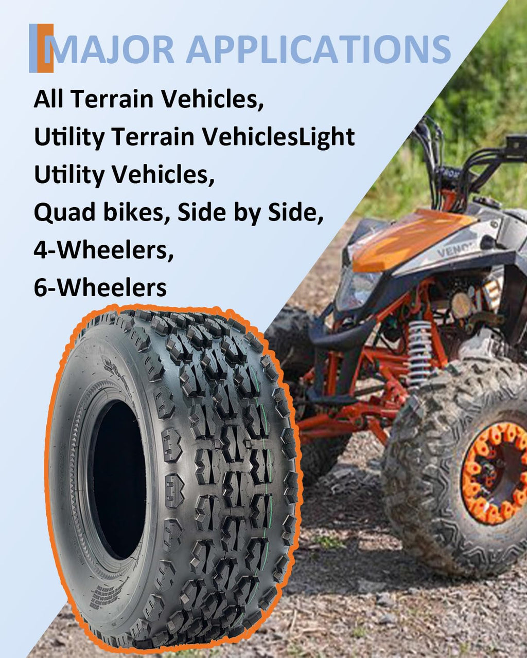 19x7-8 4 Ply Tubeless ATV UTV Tires Set of 2 M6415