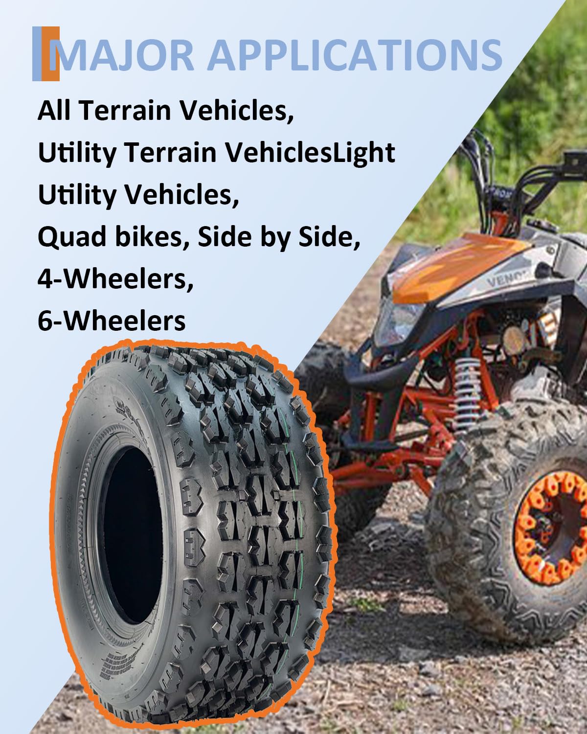 19x7-8 4 Ply Tubeless ATV UTV Tires Set of 2 M6415