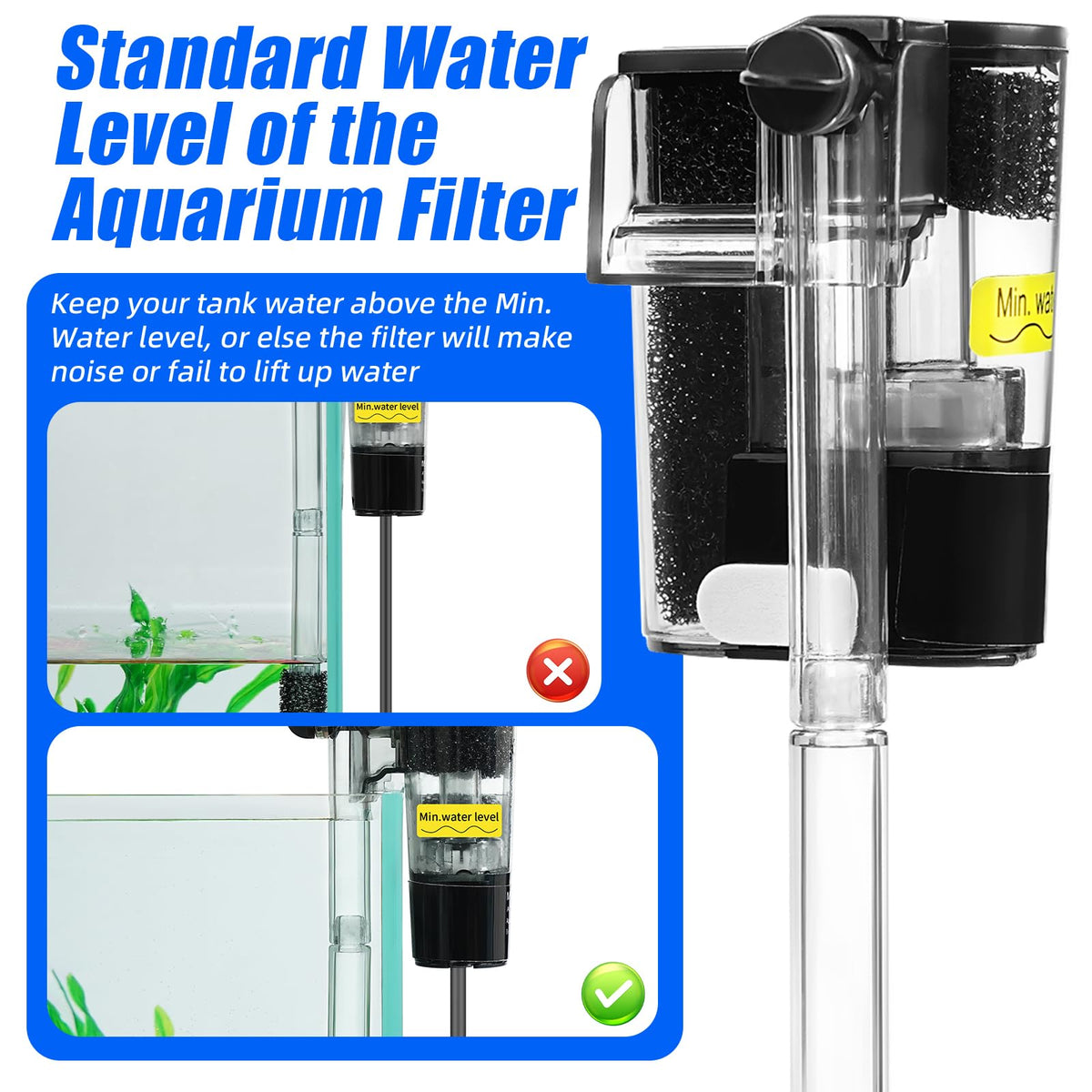 Aquarium Hang on Power Filter 3 Gallon 65GPH R980