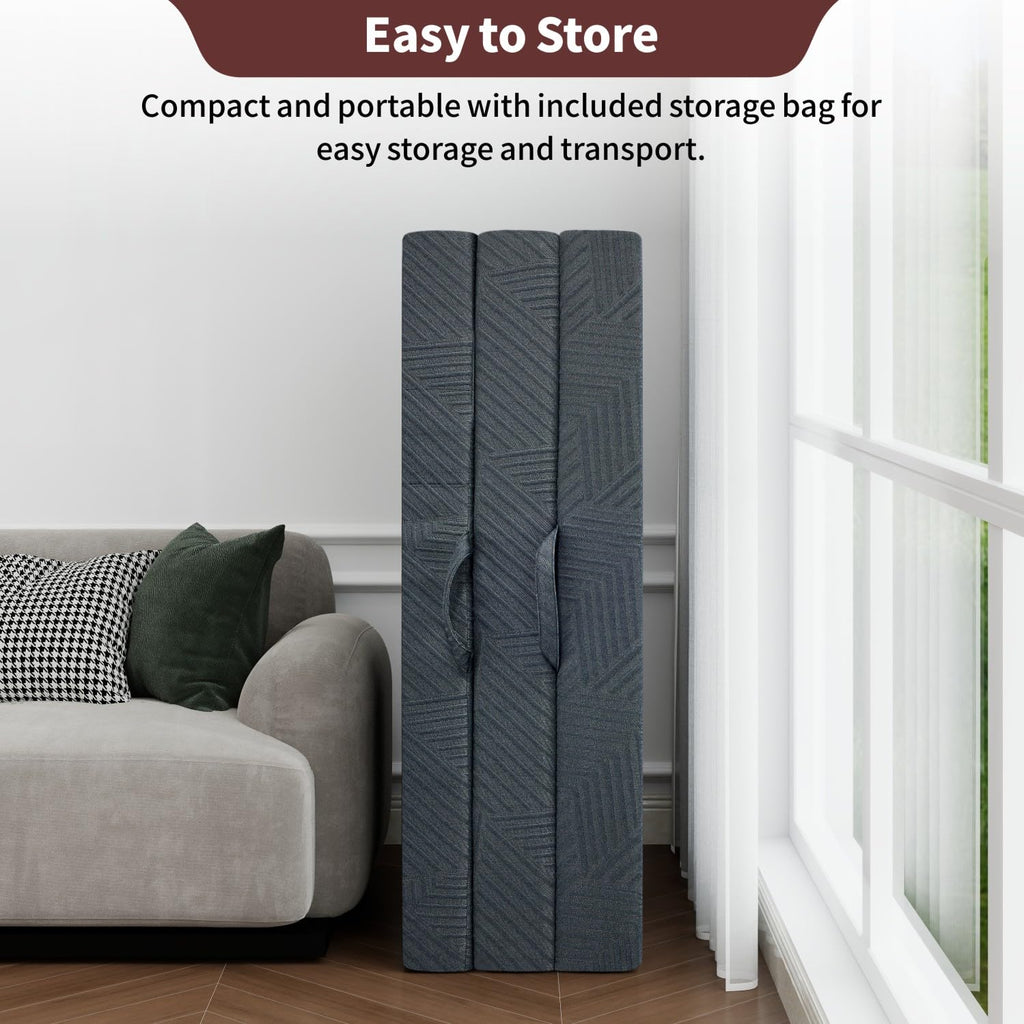6 Inch Cooling Gel Memory Foam Trifold Mattress with Ice Silk Cover J2834