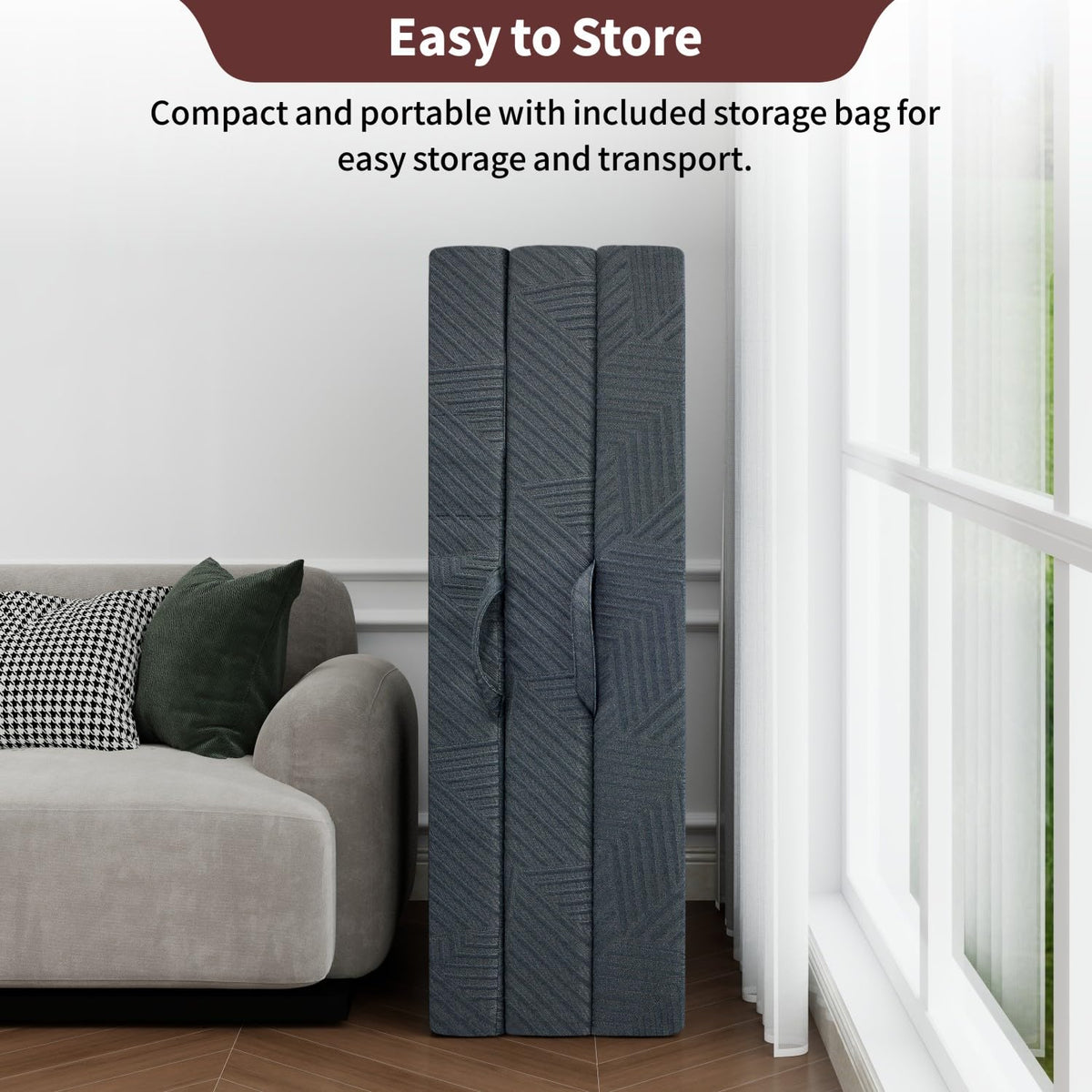 6 Inch Cooling Gel Memory Foam Trifold Mattress with Ice Silk Cover J2834