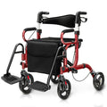 2 in 1 Folding Rollator Walker with Seat and 8" Wheels I3484