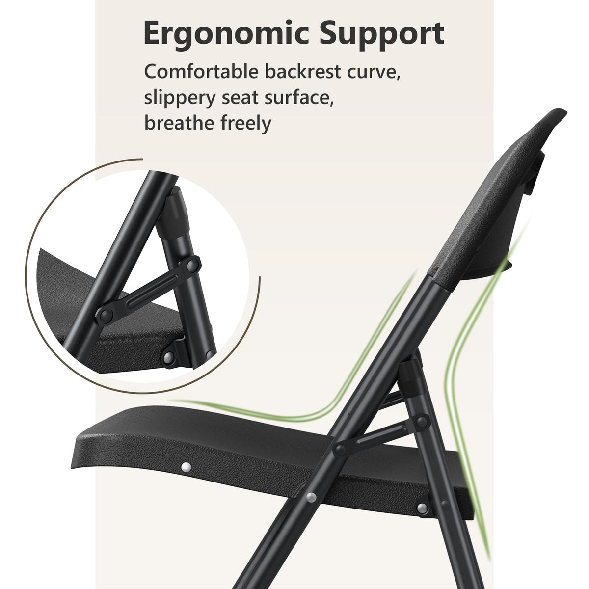 Black 6 Pack Plastic Metal Folding Chairs W3718