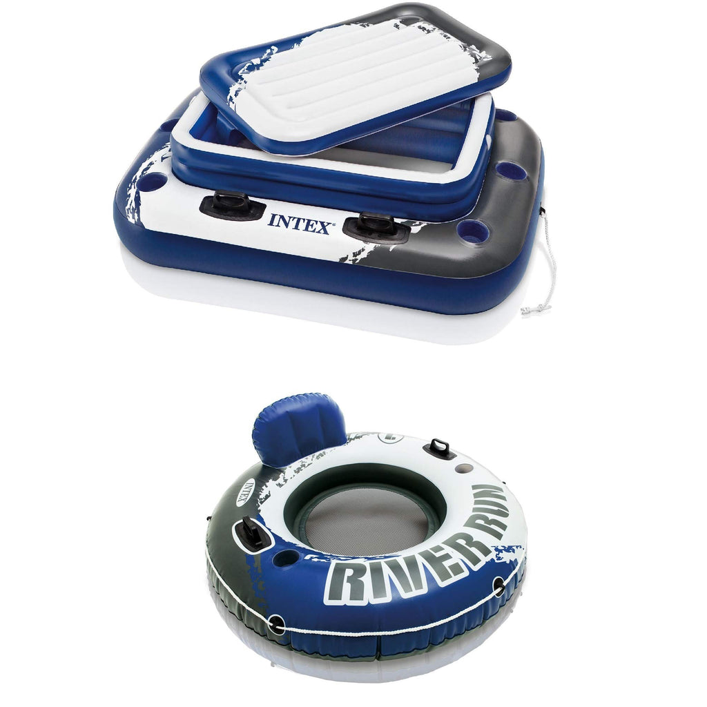 Inflatable 72 Can Cooler Float and 1 Person Floating Water Lounge Chair with Cupholders W282