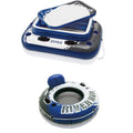 Inflatable 72 Can Cooler Float and 1 Person Floating Water Lounge Chair with Cupholders W282