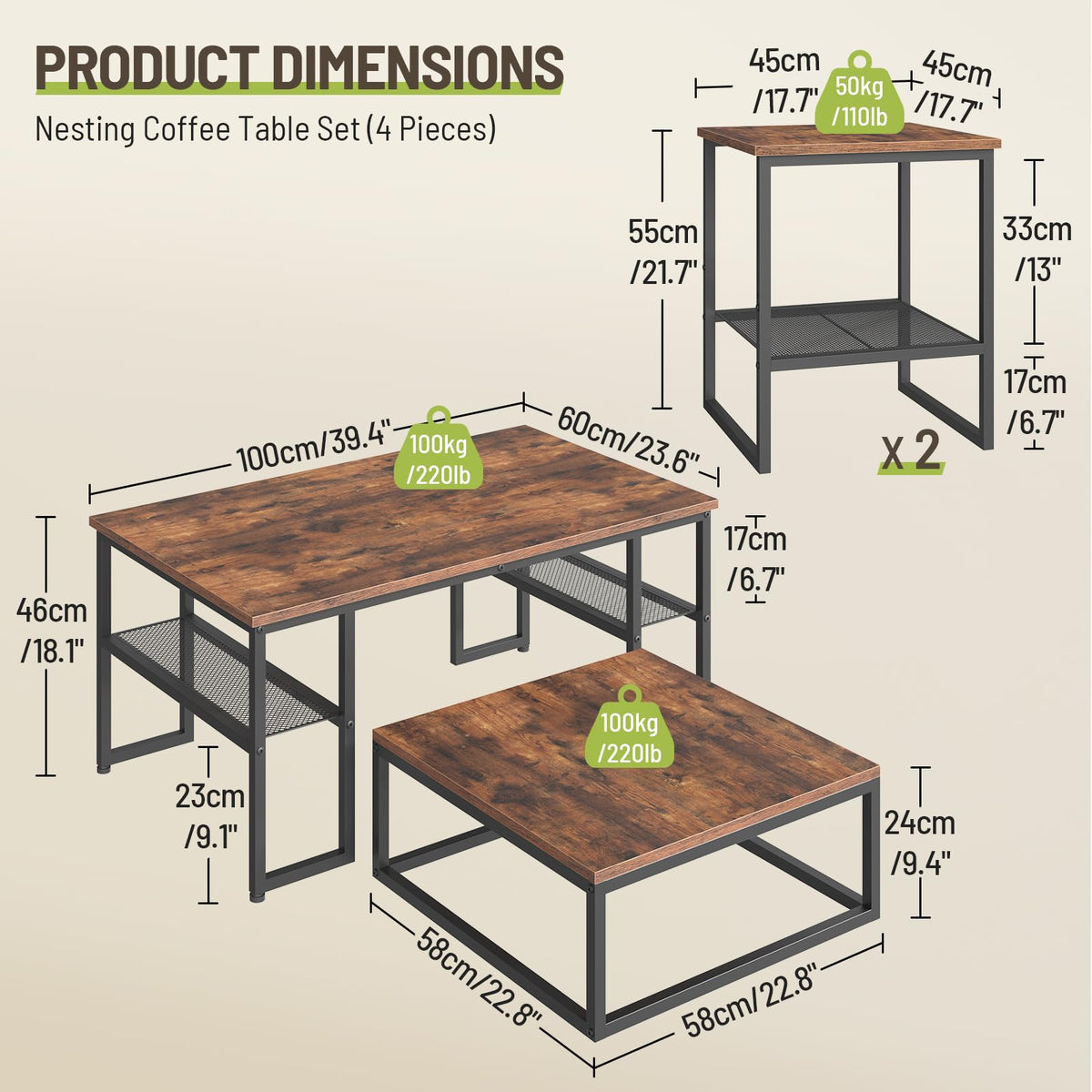 Coffee Table Set of 4 H9883