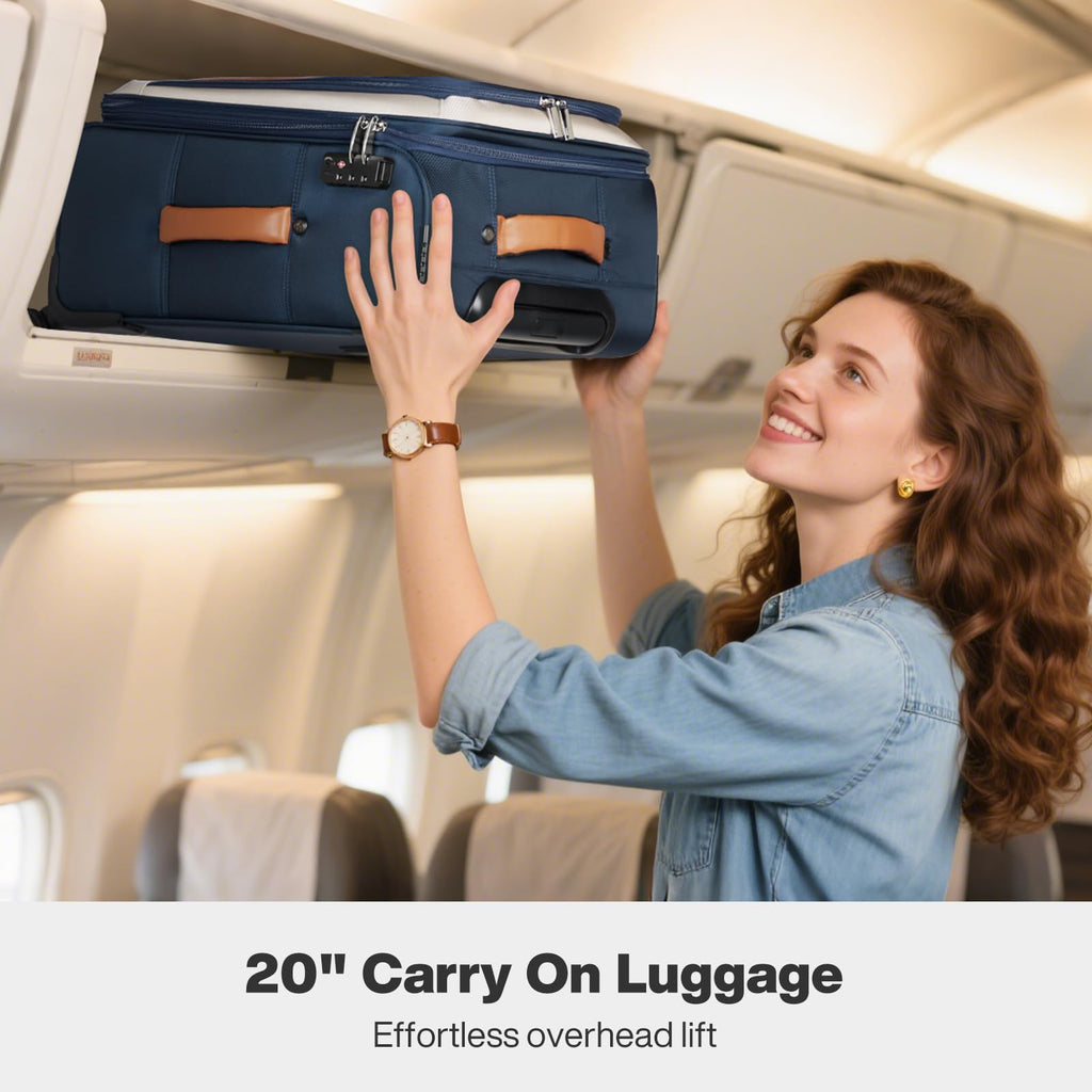 20 Inch Expandable Softside Carry On Luggage with Front Pocket B94420
