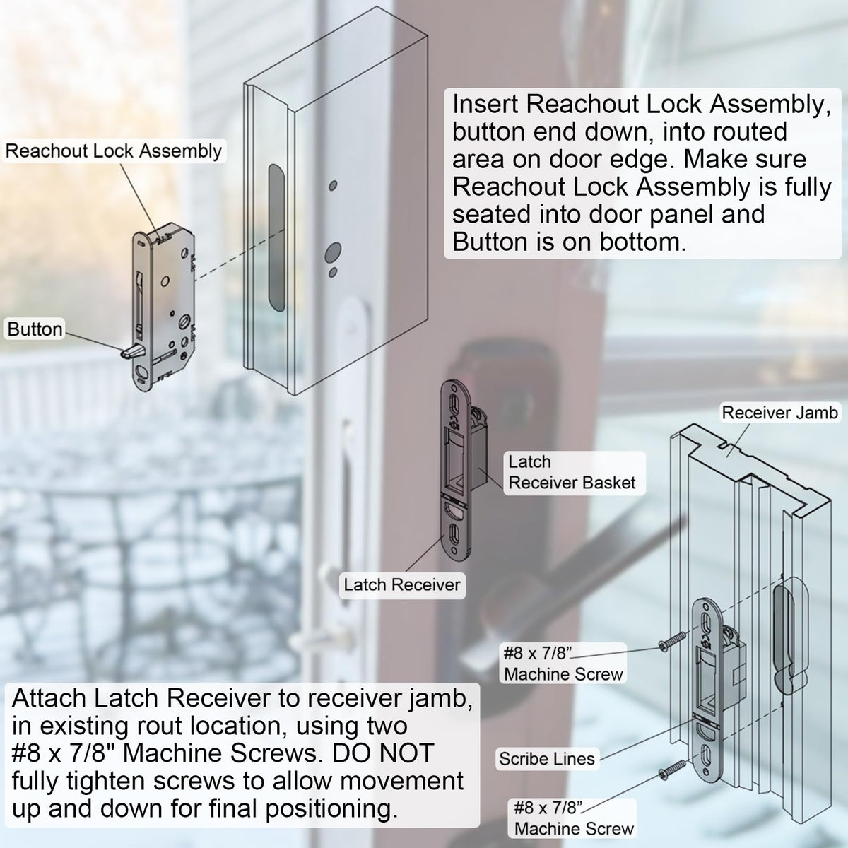 Sliding Patio Door Lock and Receiver Kit L32030