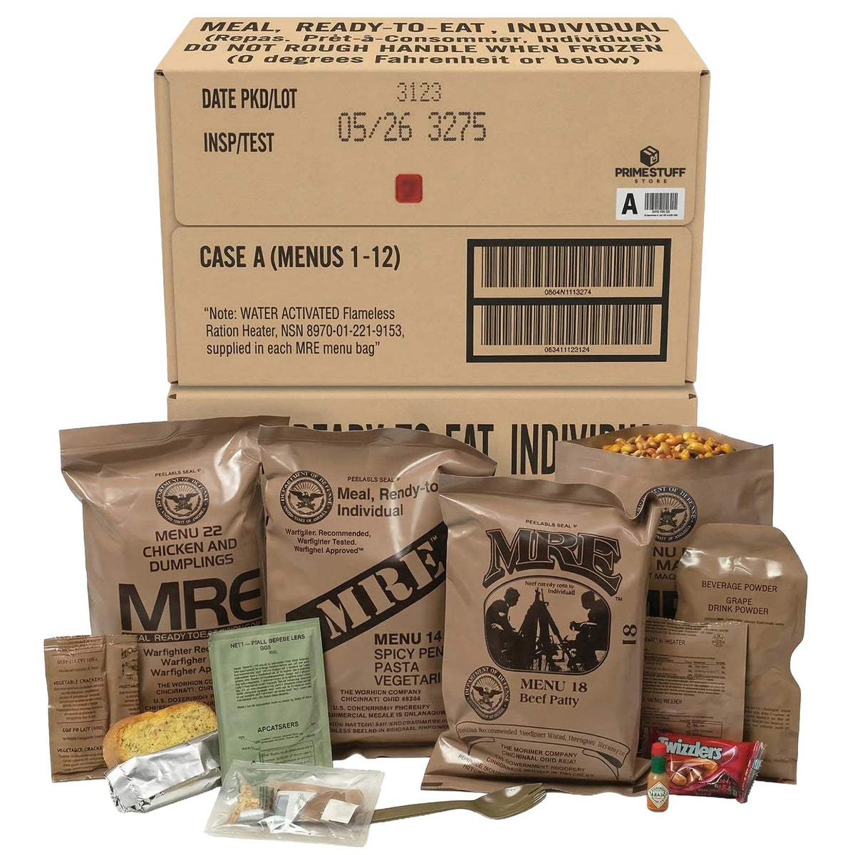 Meals Ready to Eat 12 packs with Flameless Heater M32665