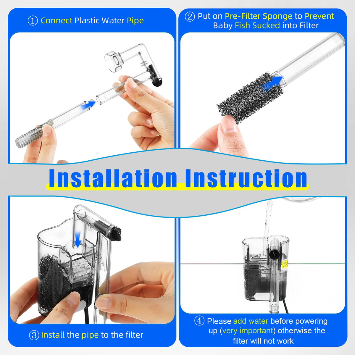 Aquarium Hang on Power Filter 3 Gallon 65GPH R980
