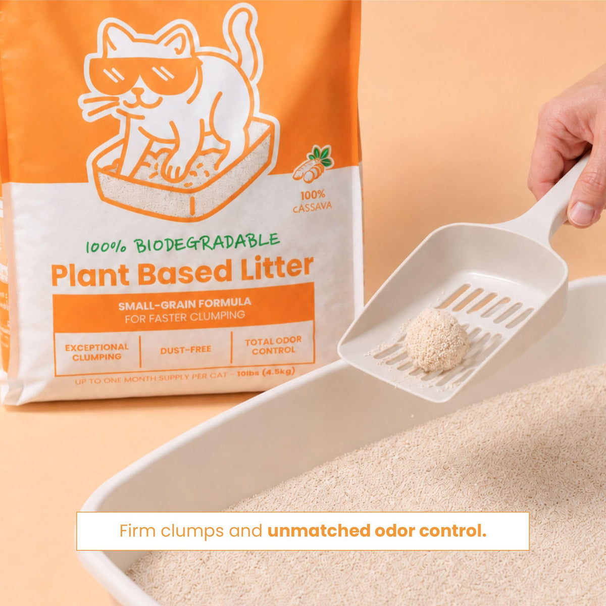Natural Cat Litter 100% Cassava Small Grains Unscented 10 lbs U14360