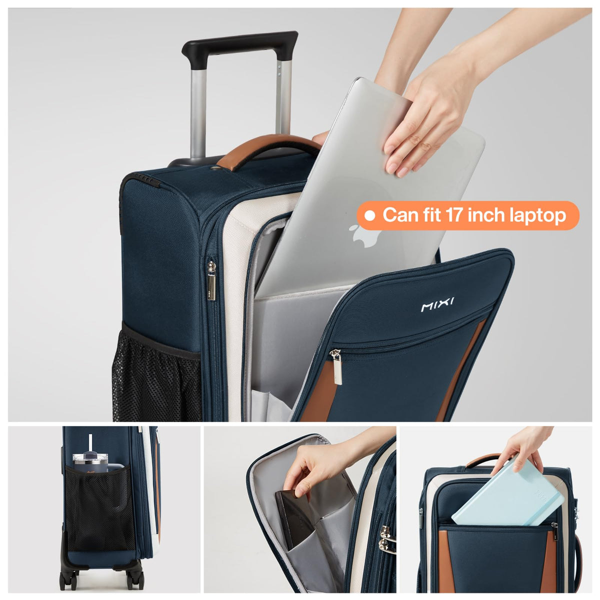 20 Inch Expandable Softside Carry On Luggage with Front Pocket B94420