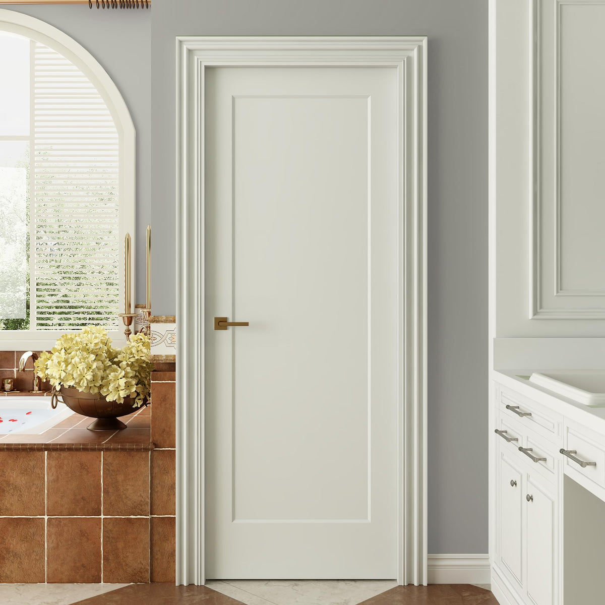24"x80" 1-Panel Shaker Style White Primed Hollow Core Interior Door Slab R7566