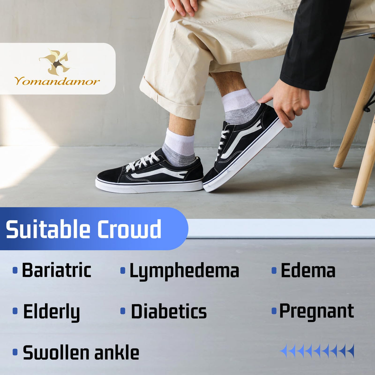 6 Pairs Diabetic Ankle Socks with Non-Binding Top and Cushion Sole H5135