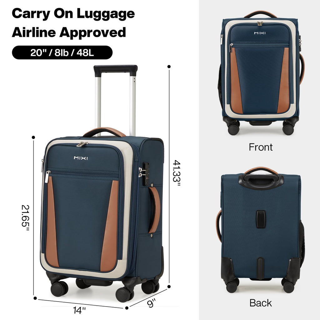 20 Inch Expandable Softside Carry On Luggage with Front Pocket B94420