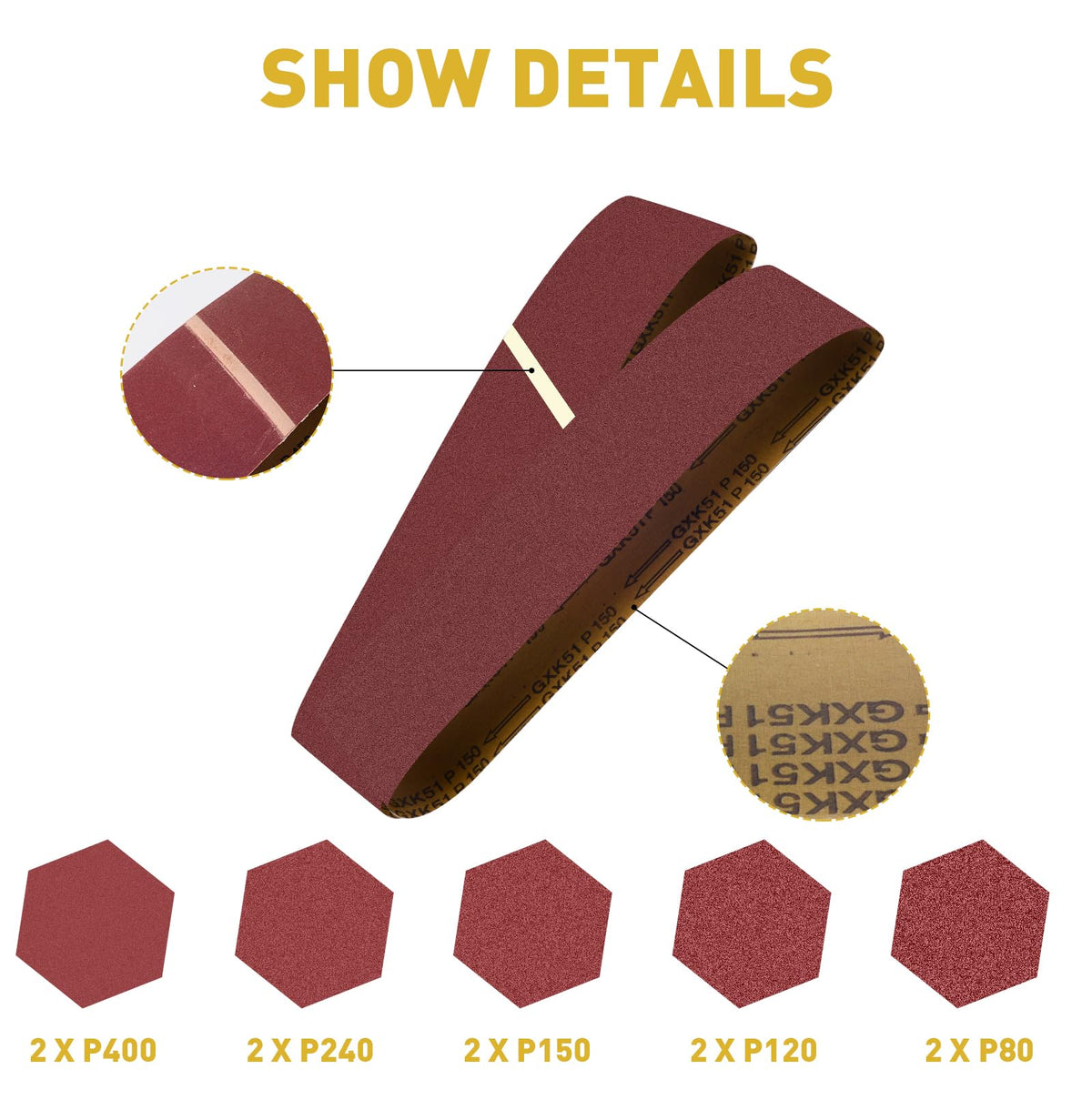 4 x 36 Inch Aluminum Oxide Sanding Belts and 6 Inch Sanding Discs Pack of 14 W266