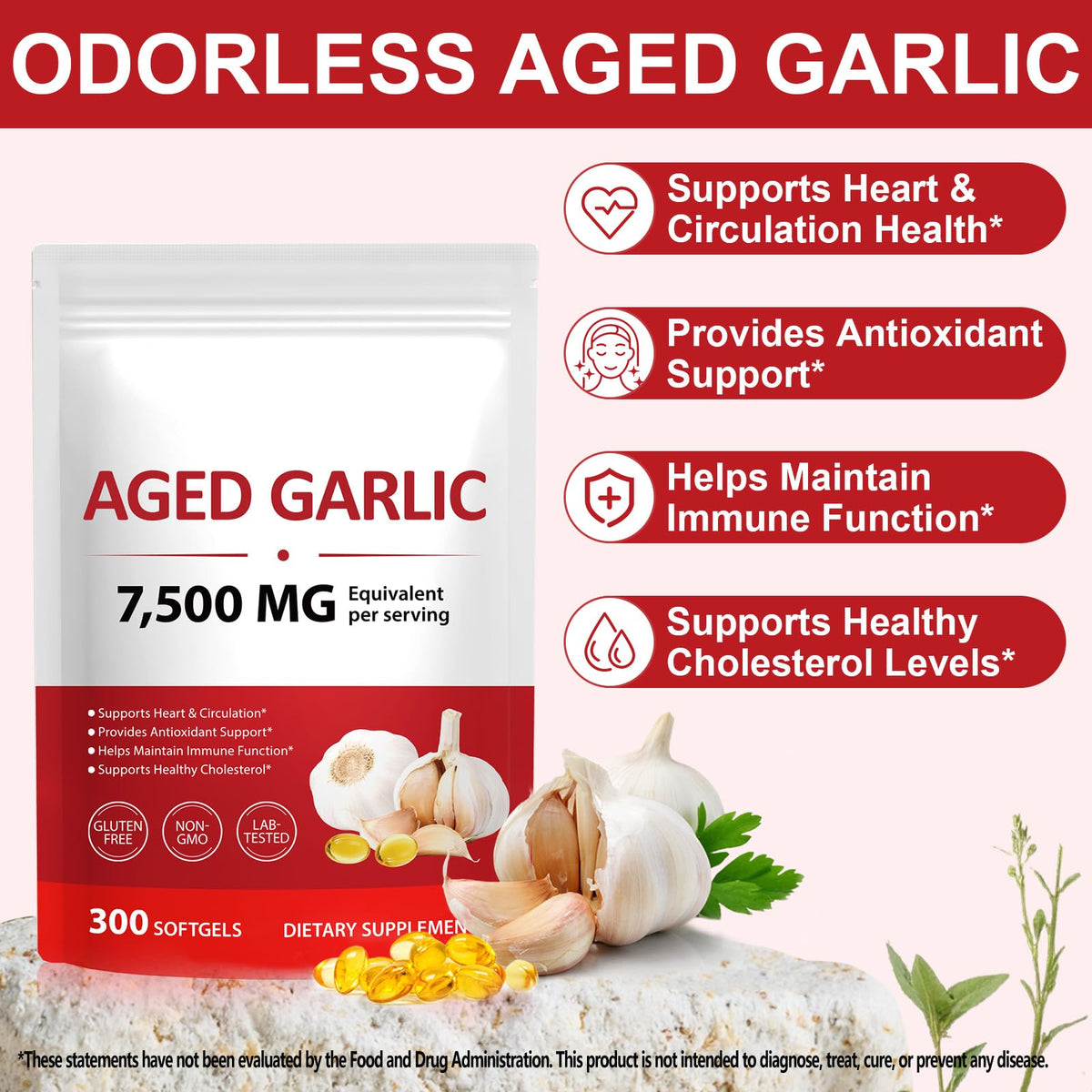 2 Years Aged Garlic Extract Capsules 300 Count Gluten-Free Q246