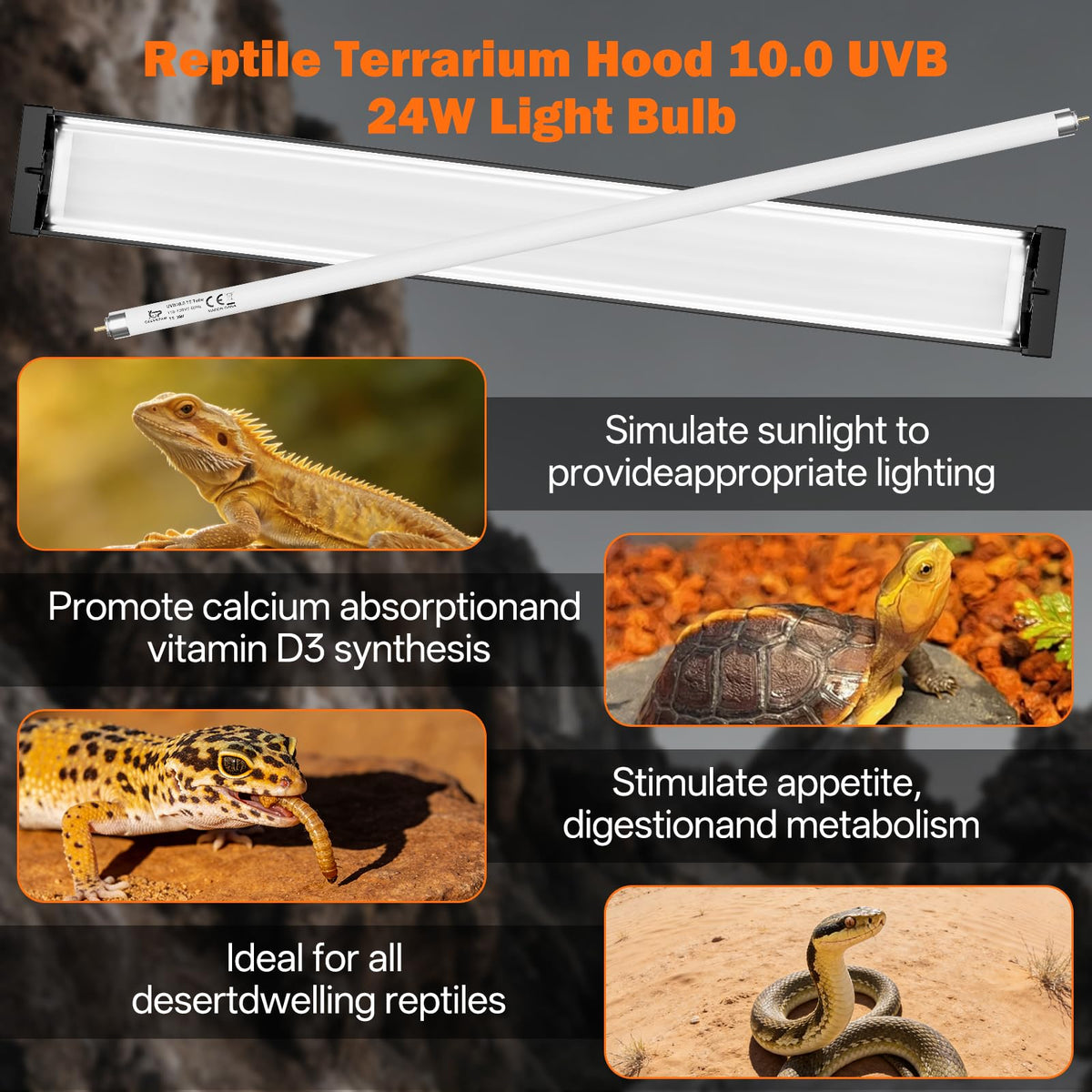 24W 22'' UVB Reptile Light Fixture Combo Kit C436710