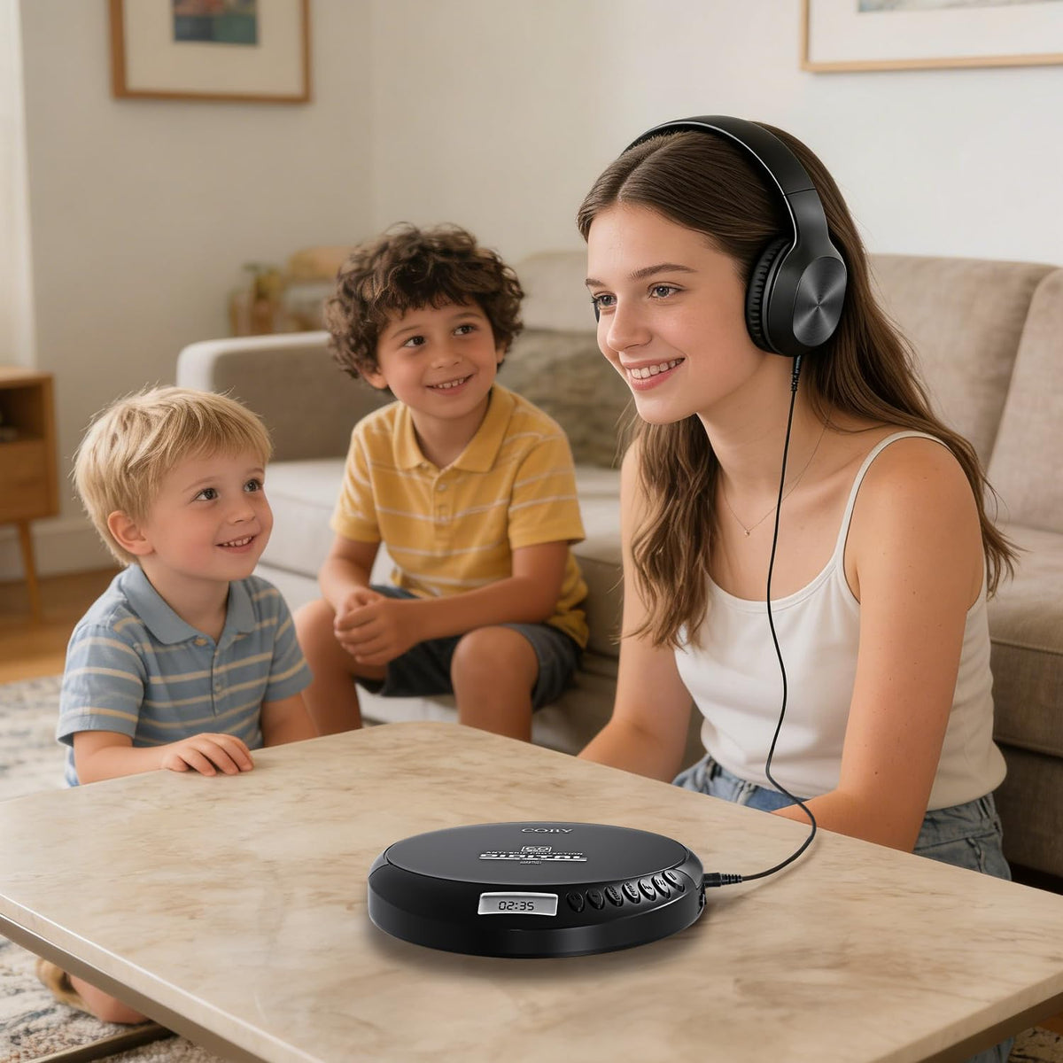 Portable CD Player with Headphones, FM Radio, Black F262331