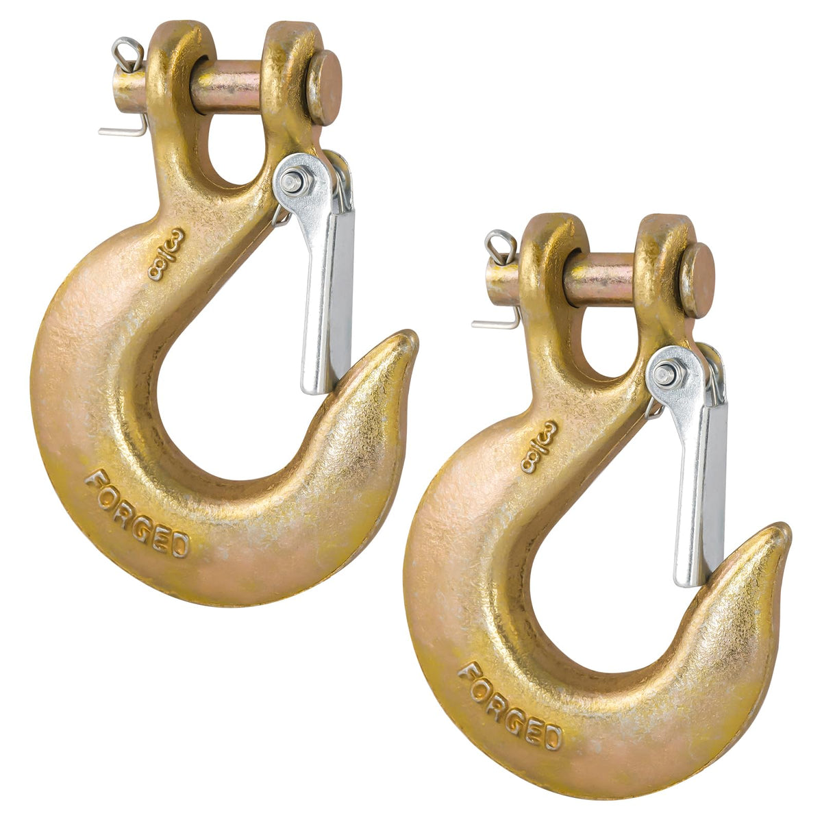 2 Pack 3/8" G70 Clevis Slip Hooks with Safety Latch P5167